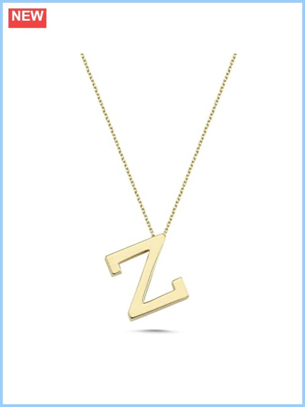 14k Real Gold Initial Z Necklace Women Dainty Charm Pendant